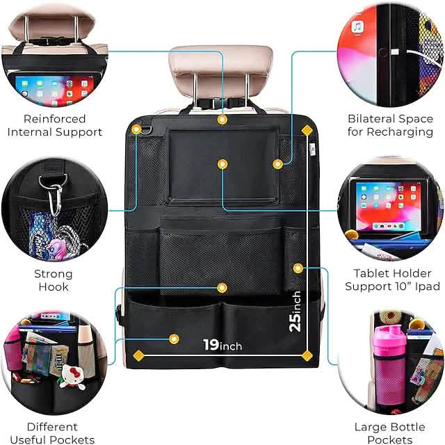 2-Piece: Car Rear Seat Organizer Storage Bag installed in vehicle
