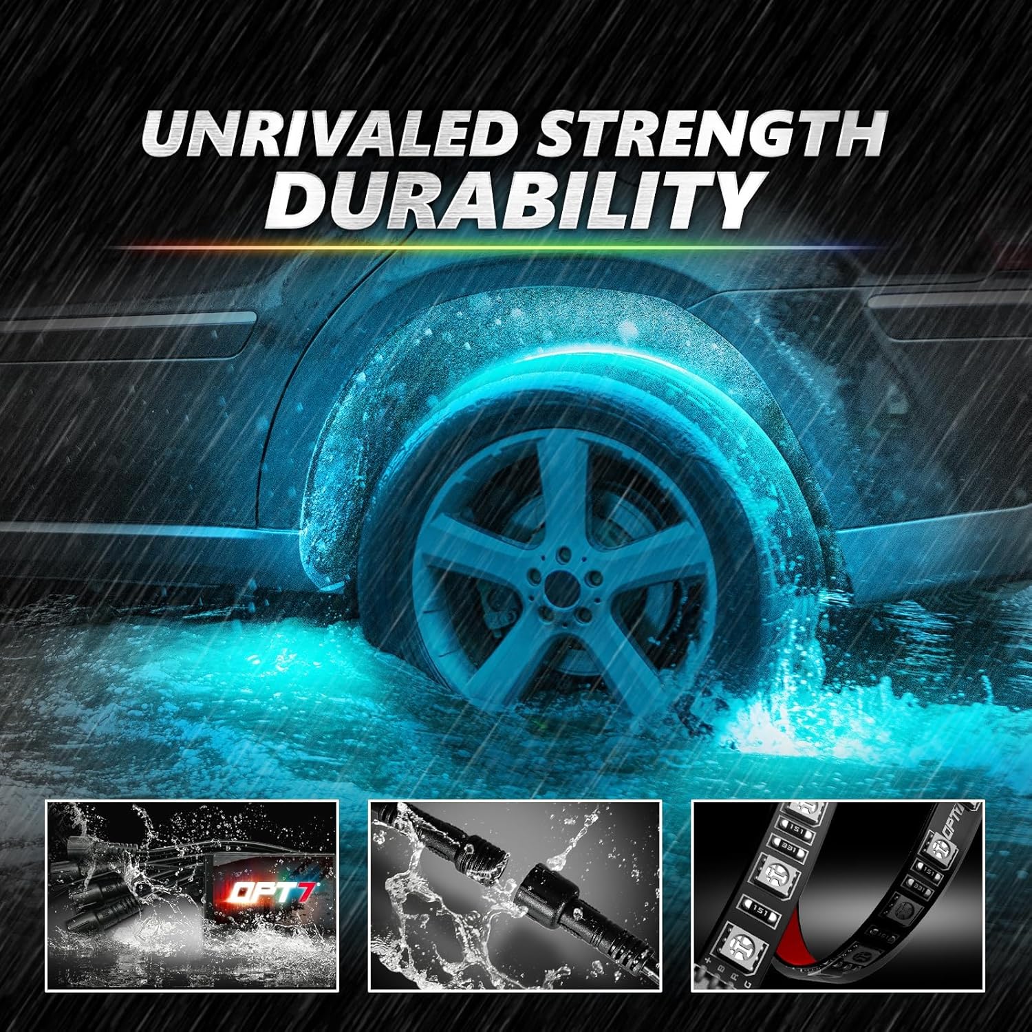 AURA PRO Wheel Well LED Lighting Kit 4 x 24-Inch Multi-Color Strips - Bluetooth Enabled APP Full Color Spectrum