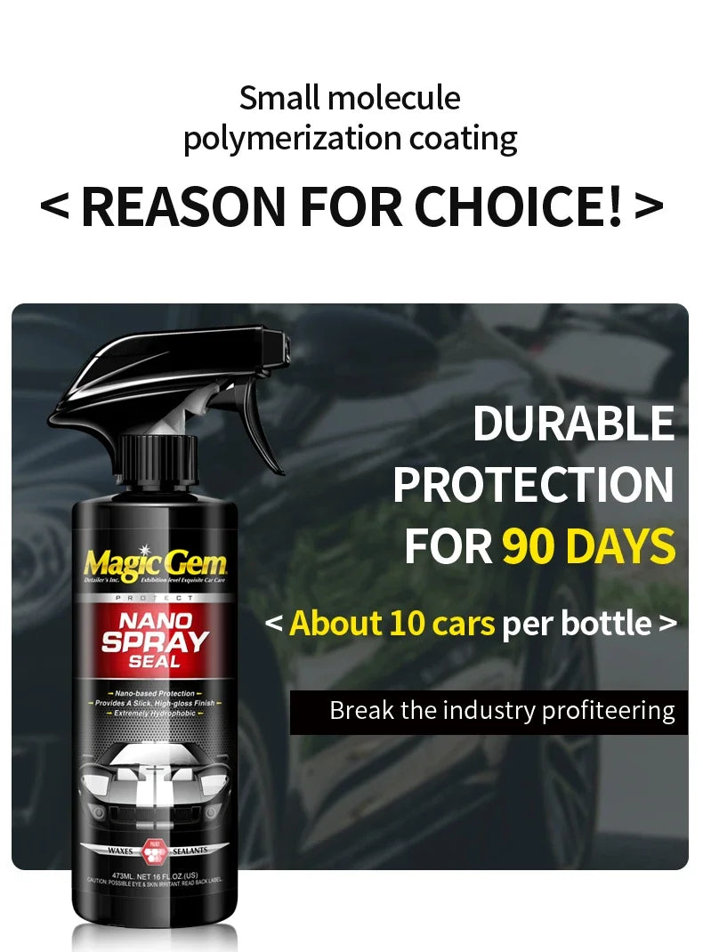 MAGIC GEM Ceramic Coating, 3 in 1 Car Wax Spray, Quick Gloss Auto Paint Protection