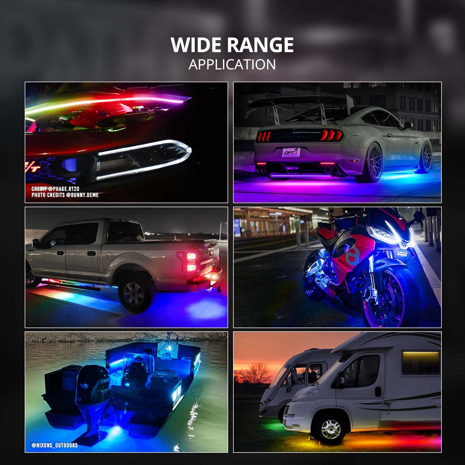 AURA Flexible LED DreamColor Underglow Lighting Strip Kit w-Remote
