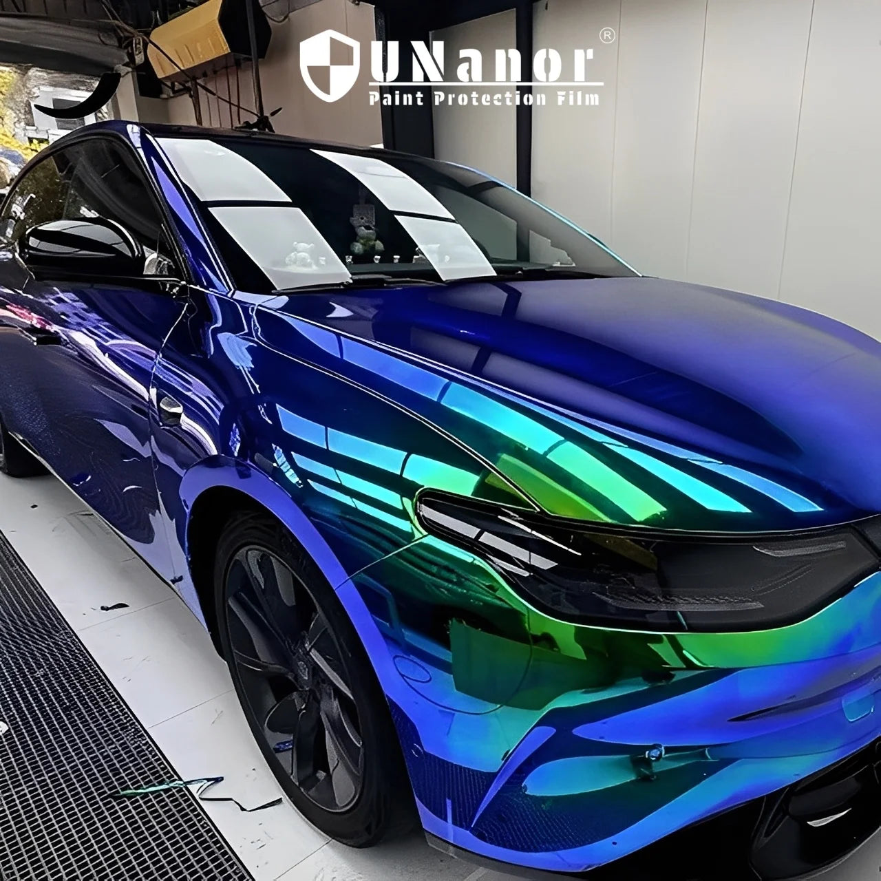 PET Chrome Blue Green Car Color Changing Film Car Stickers 60 inches x 60 feet roll
