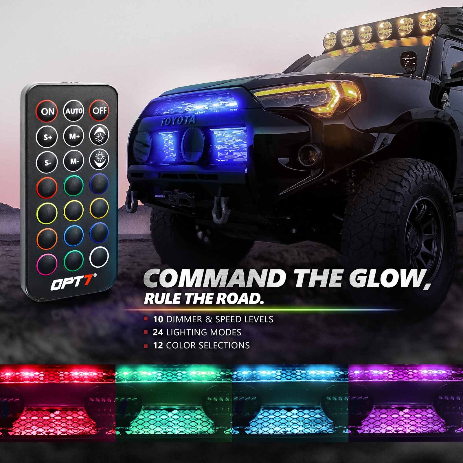 AURA PRO Exterior Pack Bundle (Grille LED Kit + Wheel Well Kit + DreamColor Underglow LED Kit) - Bluetooth  APP and Remote Controlled