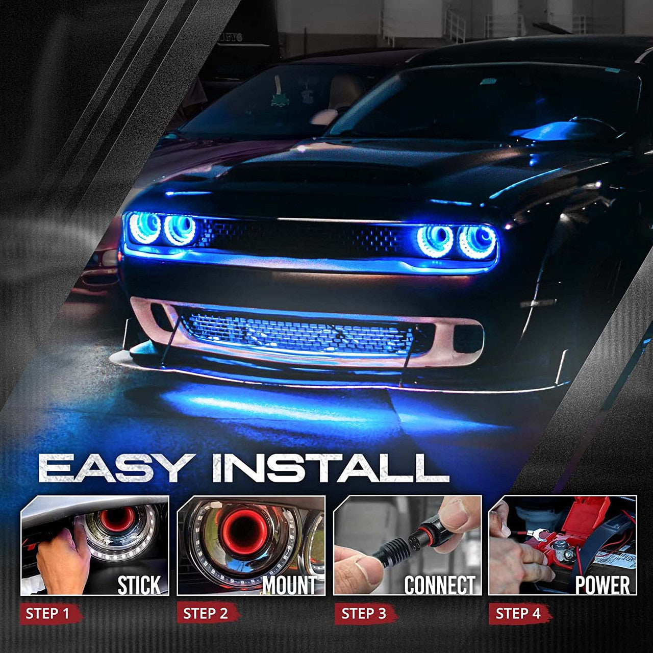 AURA LED Lighting Kit Triple Bundle (Halo + Interior + Underglow) for Dodge Challenger - Remote Control
