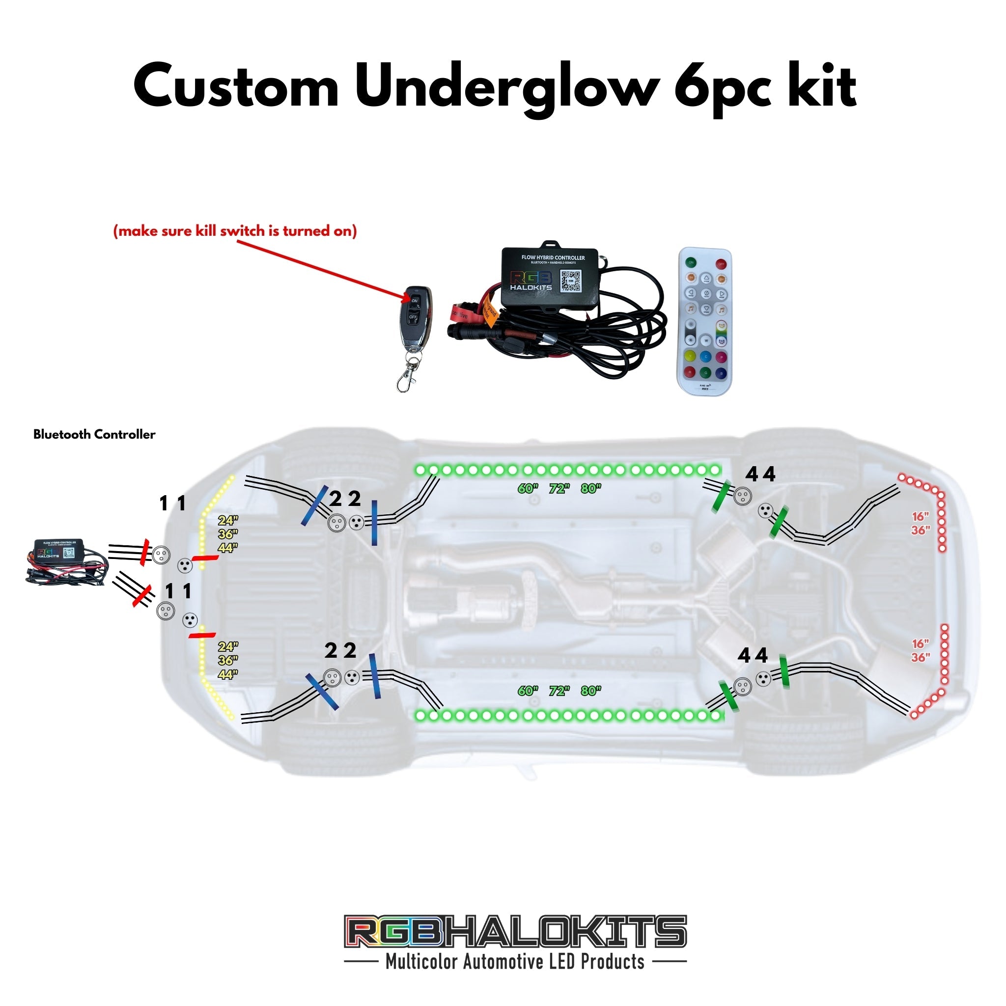 Flow Series LED Underglow Lighting Kit 3.0 | Custom 6pc | Flexible