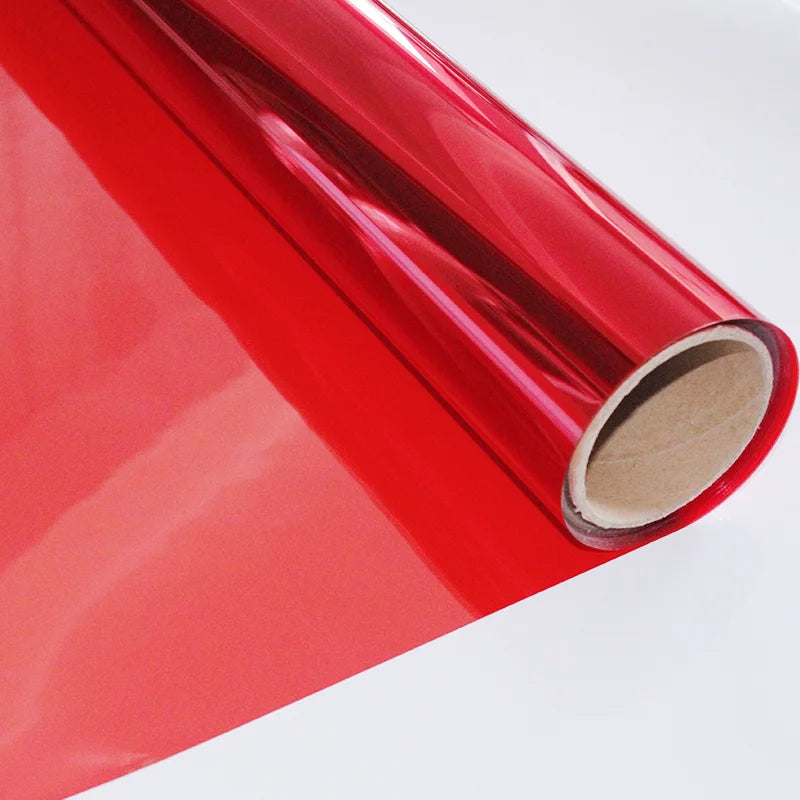 Modern Hotel PET Red Transparent Decorative Explosion-Proof Self-Adhesive Glass Window Film with 99% UV Rejection