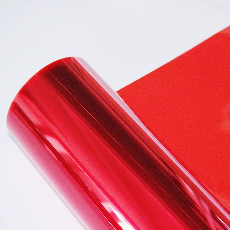 Modern Hotel PET Red Transparent Decorative Explosion-Proof Self-Adhesive Glass Window Film with 99% UV Rejection