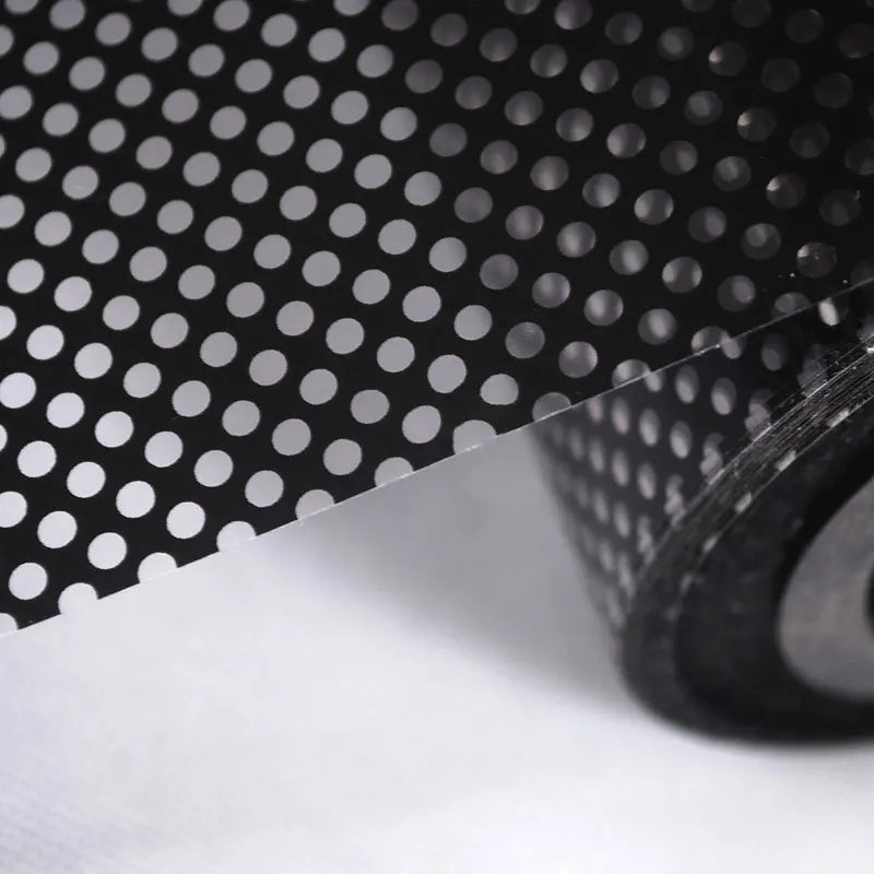 PET 2mil Transparent Black Unidirectional Perforated Black Vinyl Privacy Window Film  Adhesive Glass Wrap Roll