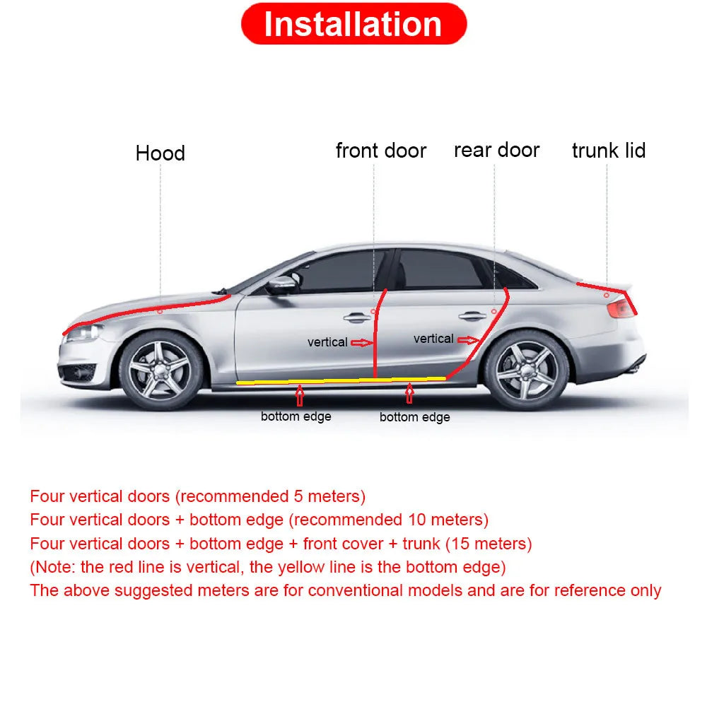 5M Car Door Anti Collision Strip with Steel Disc Bumper Trim Edge Scratch Protector Strip Sealing Guard Styling Car Decoration