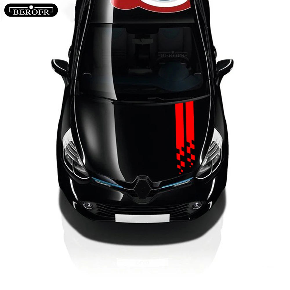 Car Stripes Hood Sticker Racing Bonnet Sport Decal For Renault Megane Clio RS Captur Sandero Espace Twingo Scenic Laguna Trafic