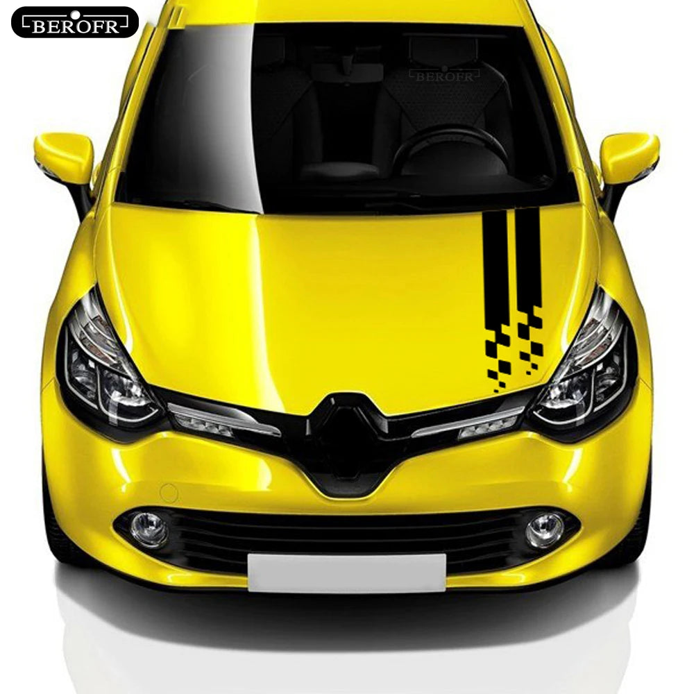 Car Stripes Hood Sticker Racing Bonnet Sport Decal For Renault Megane Clio RS Captur Sandero Espace Twingo Scenic Laguna Trafic