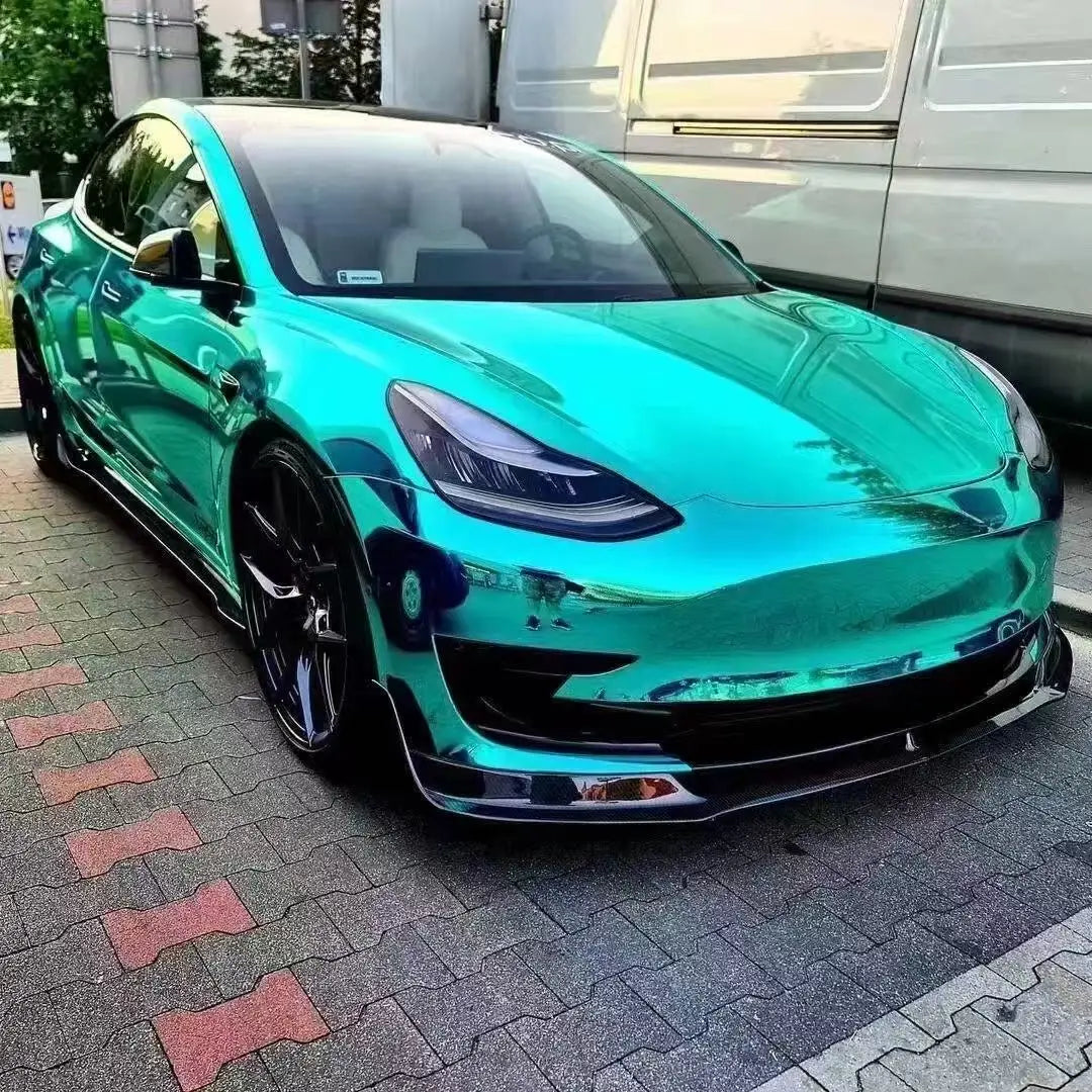 Chrome-plated Gold/Sliver/Blue/Red/Green PET Mirror Vinyl Car Wrap Film for Body Stretchable Anti-scratch UV Protection 1.52x17m