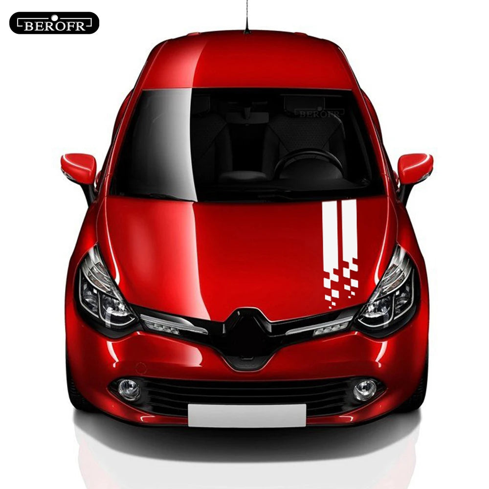 Car Stripes Hood Sticker Racing Bonnet Sport Decal For Renault Megane Clio RS Captur Sandero Espace Twingo Scenic Laguna Trafic