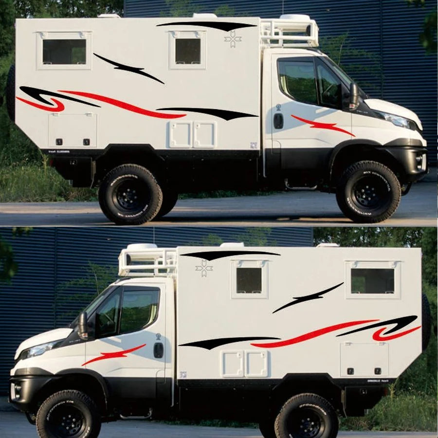 Two side RV Stripes Graphics Decals Car Stickers Vinyl Graphics for Caravan Travel Trailer Camper Van