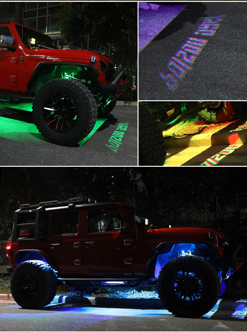 LED Neon Undercar Glow light 12V RGB Car Chassis Light Underglow Atmosphere Decorative Bar Lights Kit APP Control For Car Bottom
