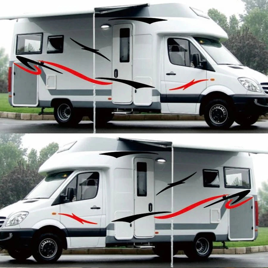 Two side RV Stripes Graphics Decals Car Stickers Vinyl Graphics for Caravan Travel Trailer Camper Van