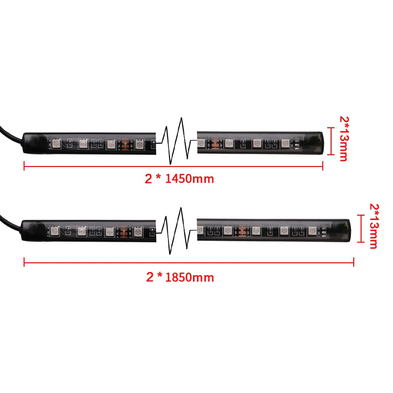 LED Neon Undercar Glow light 12V RGB Car Chassis Light Underglow Atmosphere Decorative Bar Lights Kit APP Control For Car Bottom