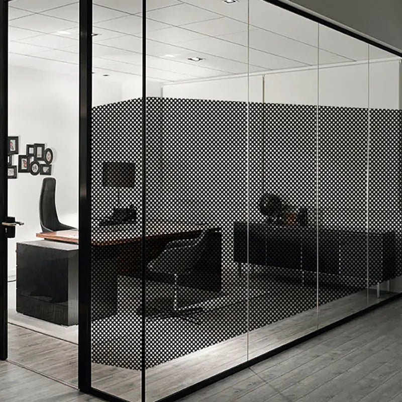 PET 2mil Transparent Black Unidirectional Perforated Black Vinyl Privacy Window Film  Adhesive Glass Wrap Roll