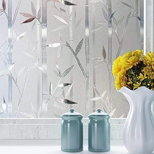 Bamboo Window Film Stained Glass Film Frosted Privacy Window Decal Decorative Window Cling