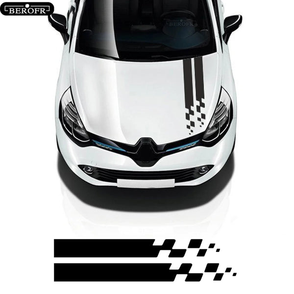 Car Stripes Hood Sticker Racing Bonnet Sport Decal For Renault Megane Clio RS Captur Sandero Espace Twingo Scenic Laguna Trafic