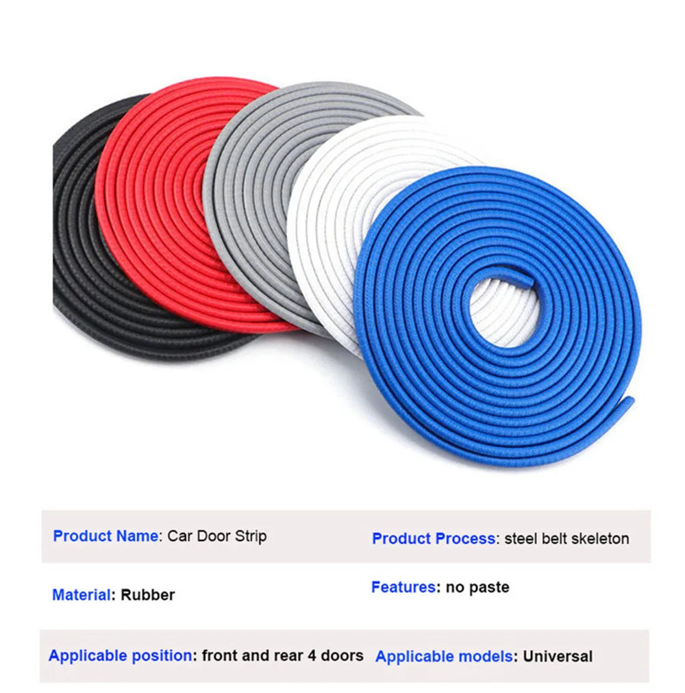 5M Car Door Anti Collision Strip with Steel Disc Bumper Trim Edge Scratch Protector Strip Sealing Guard Styling Car Decoration