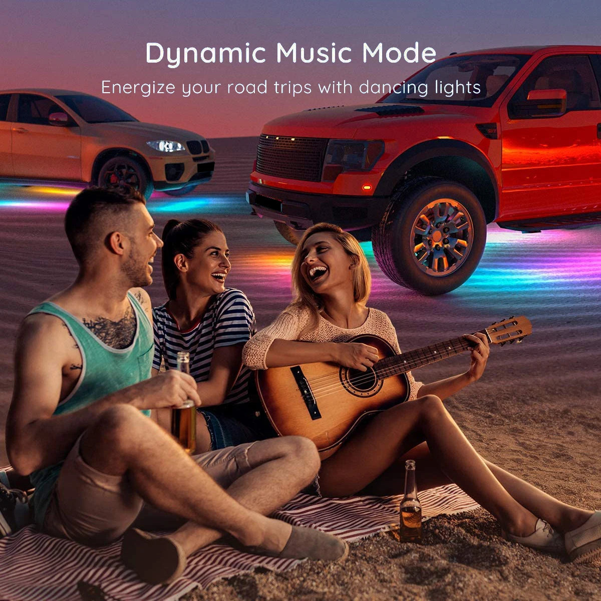RGB Multicolor Flexible Flowing Car LED Light Underglow Underbody Waterproof Automobile Chassi Neon Atmosphere Light