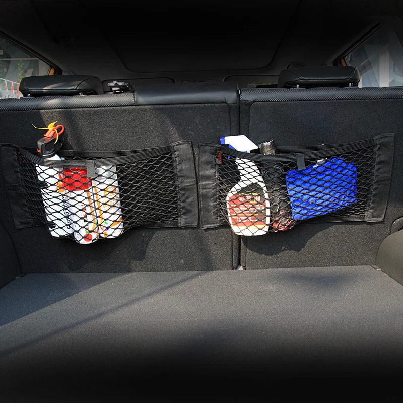 Car Trunk Storage Mesh Net Bag installed in vehicle