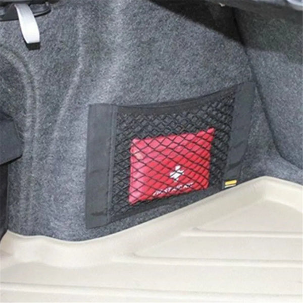 Car Trunk Storage Mesh Net Bag installed in vehicle