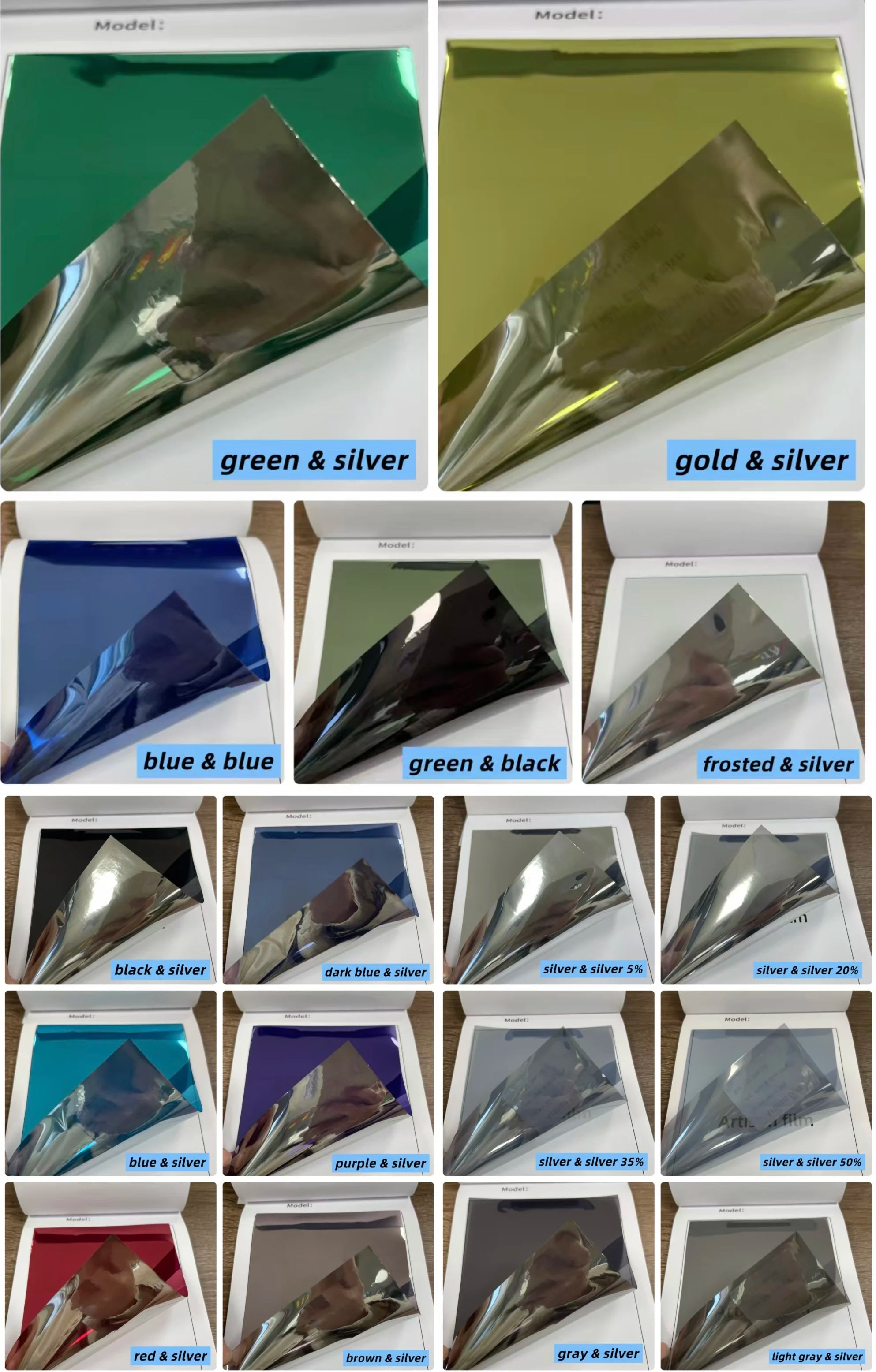 5% 20% 35% 50% Vlt Silver Reflective Window Film Mirror One Way Daytime Privacy Anti UV Window Film Removable Decorative