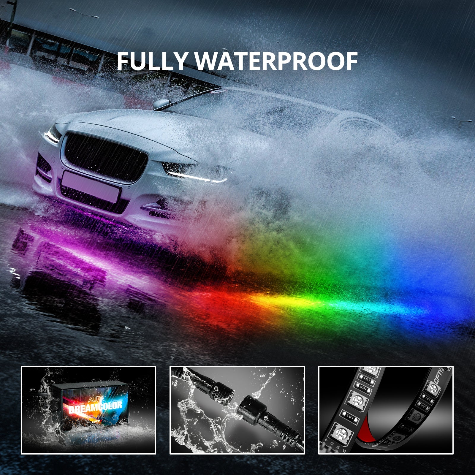 AURA Flexible LED DreamColor Underglow Lighting Strip Kit w-Remote