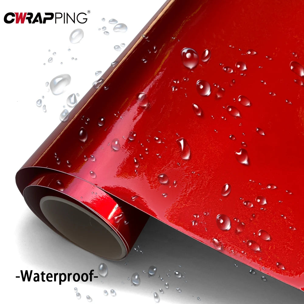 Glossy Red Vinyl Wrap Car Stickers Bubble Free Auto Wrapping Film Color Change Vinyl Decals Car Color Change Films Accessories