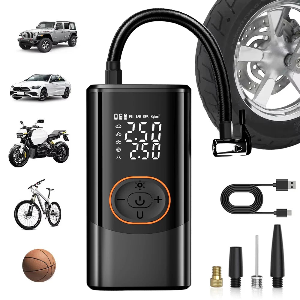 Car Electrical Air Pump 12V Portable Wireless Tire Inflatable Pump Inflator Air Compressor Pump For Car Motorcycle Bicycle Ball