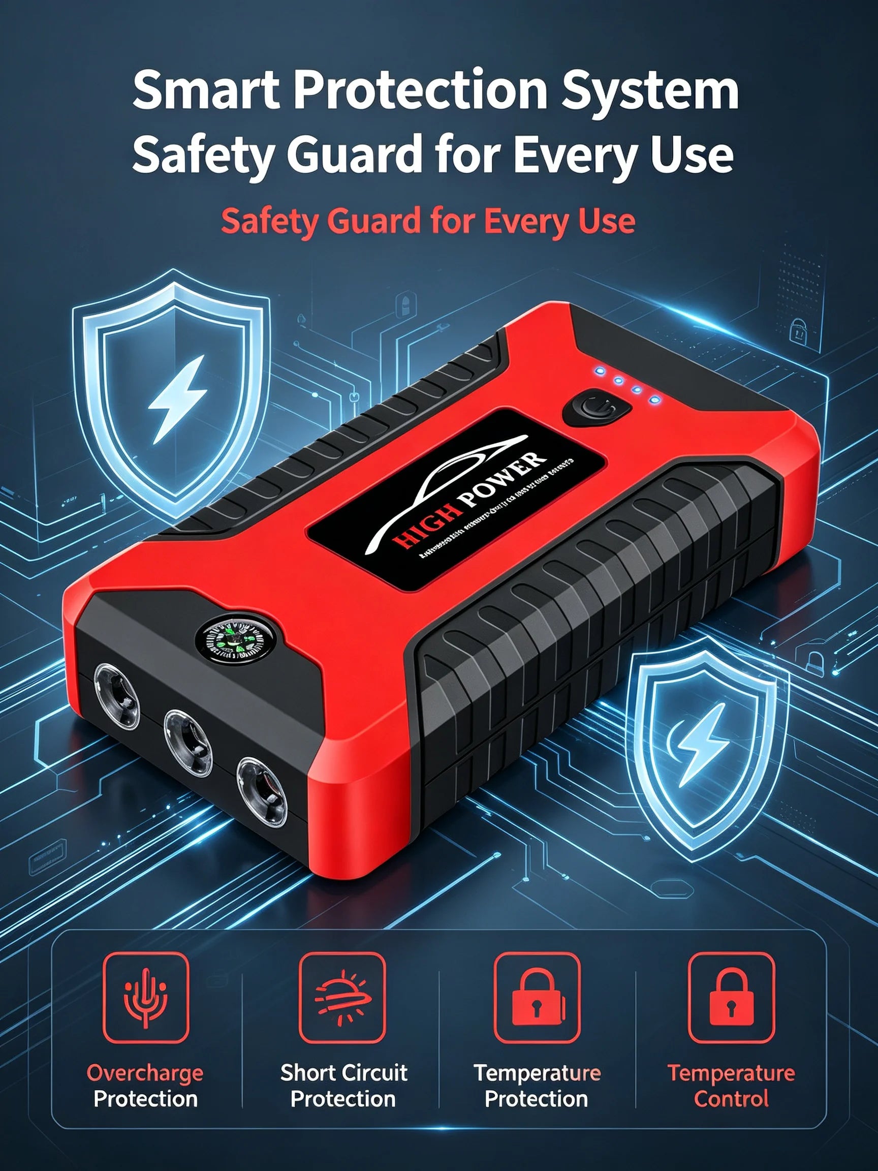 2026 Portable Car Jump Starter 12V Auto Jump Starter 99800mAh Petrol Diesel Power Bank Car Emergency Booster Start Air Pump