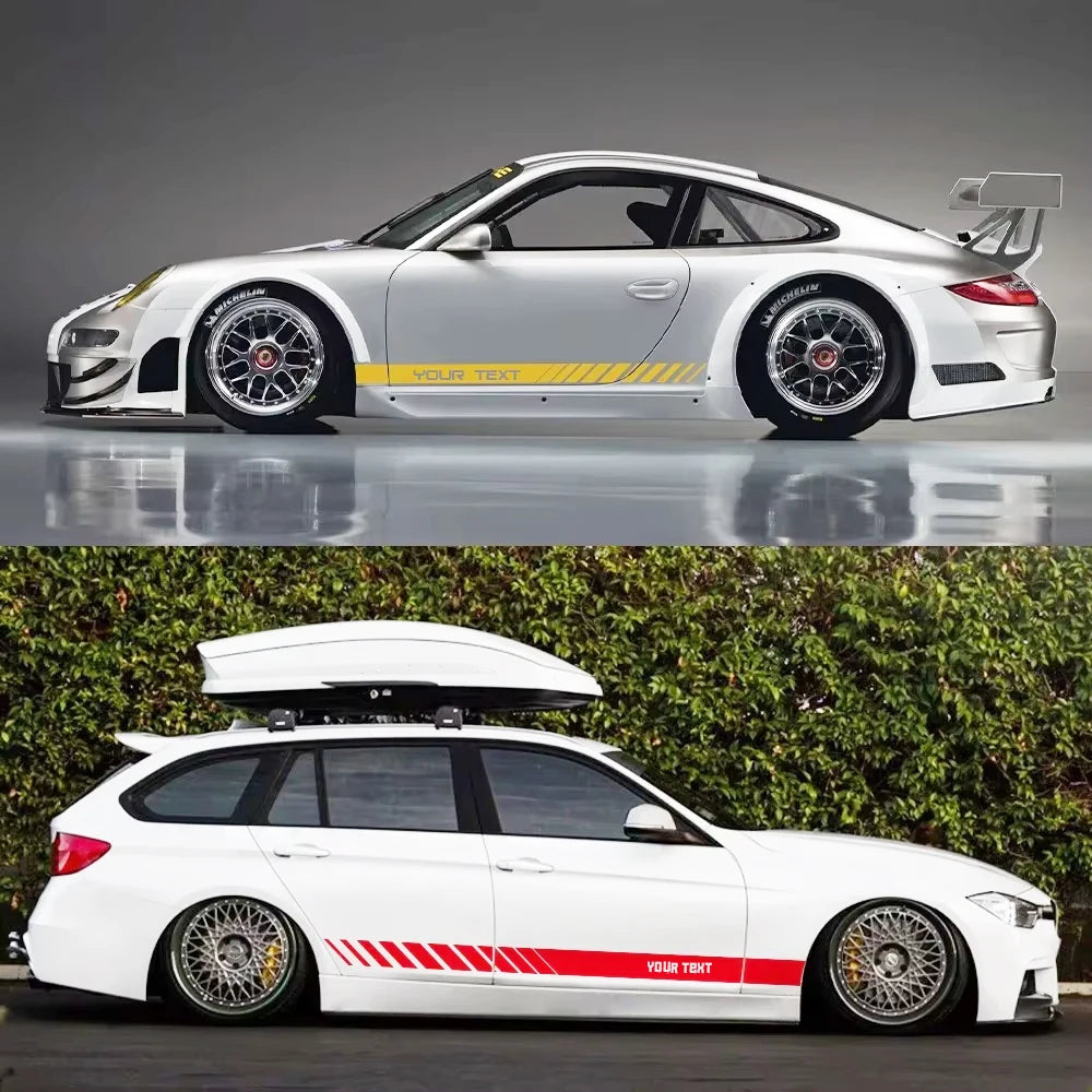 Custom Text Car Side Door Stripe Sticker Personalized Name Vinyl Decal Universal Racing Body Skirt Stripes Auto Accessories