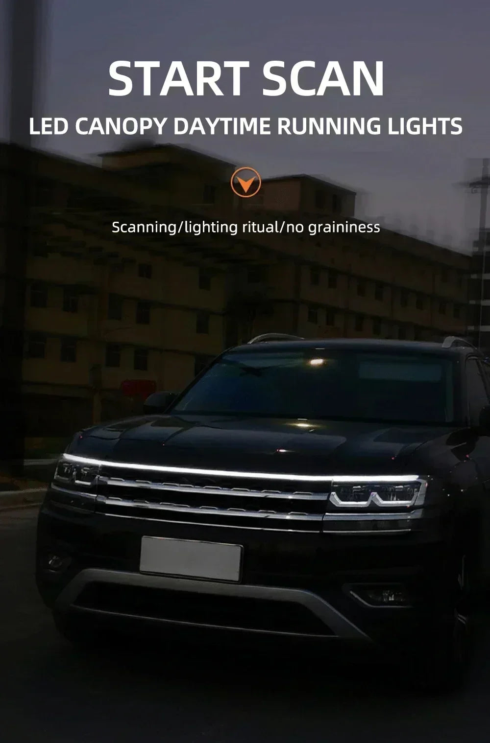 LED Car Hood Decorative Lights Daytime Running Light Steady on Starting DRL Auto Engine Guide Decorative Ambient Lamp 12V