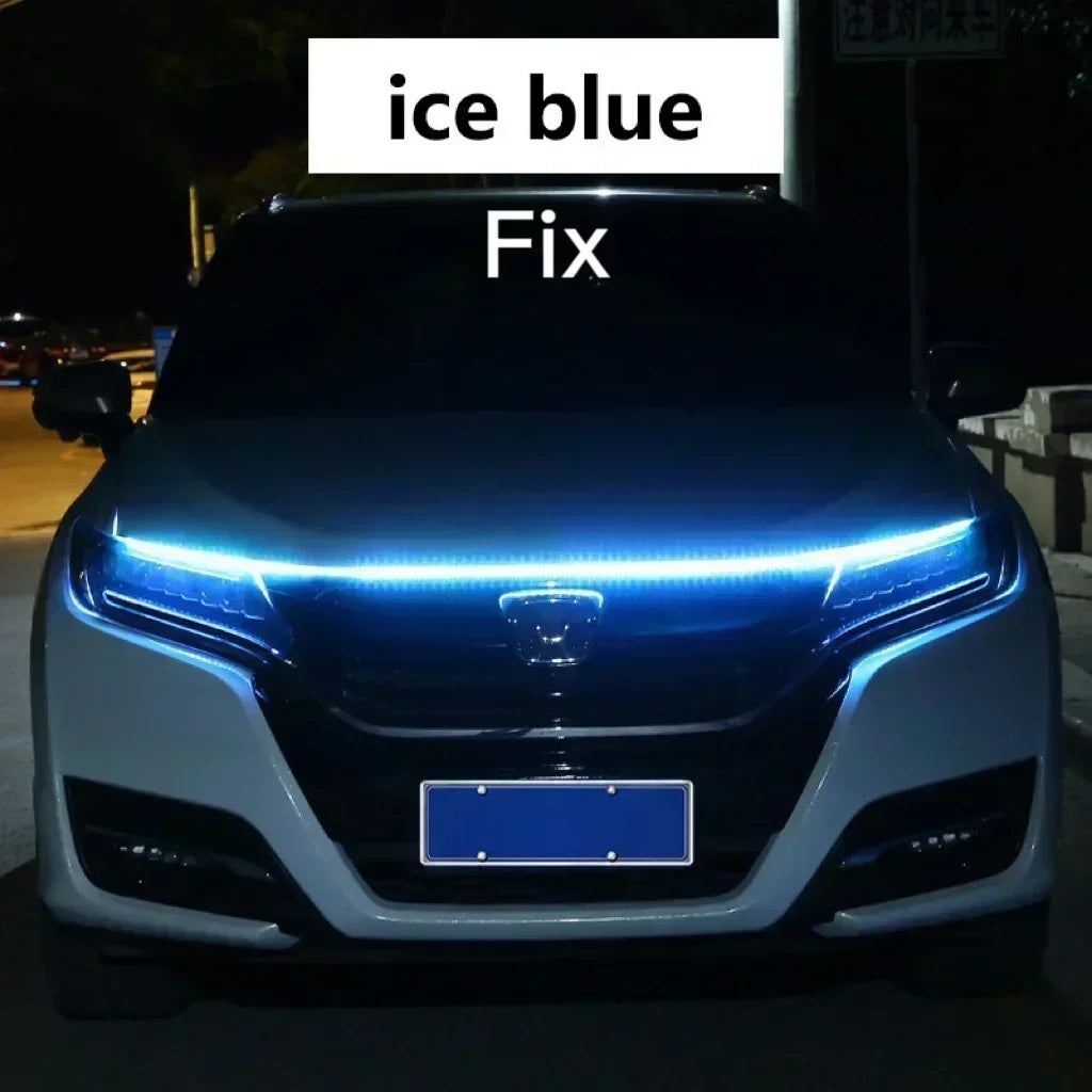 LED Car Hood Decorative Lights Daytime Running Light Steady on Starting DRL Auto Engine Guide Decorative Ambient Lamp 12V