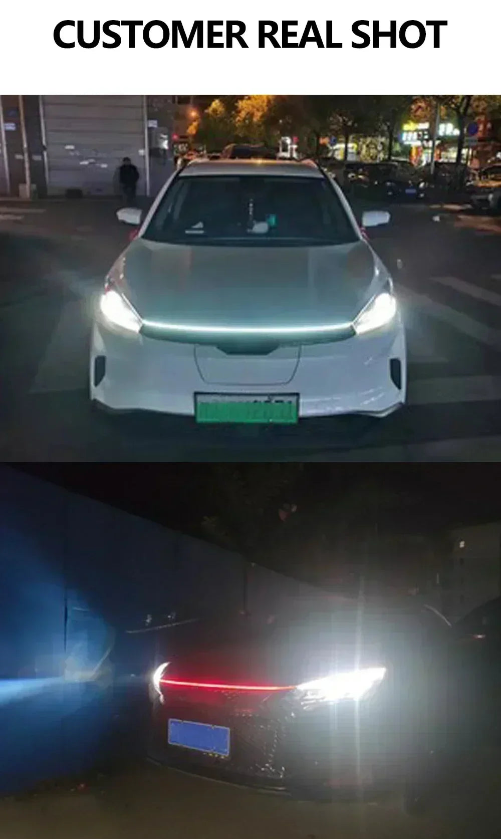 LED Car Hood Decorative Lights Daytime Running Light Steady on Starting DRL Auto Engine Guide Decorative Ambient Lamp 12V
