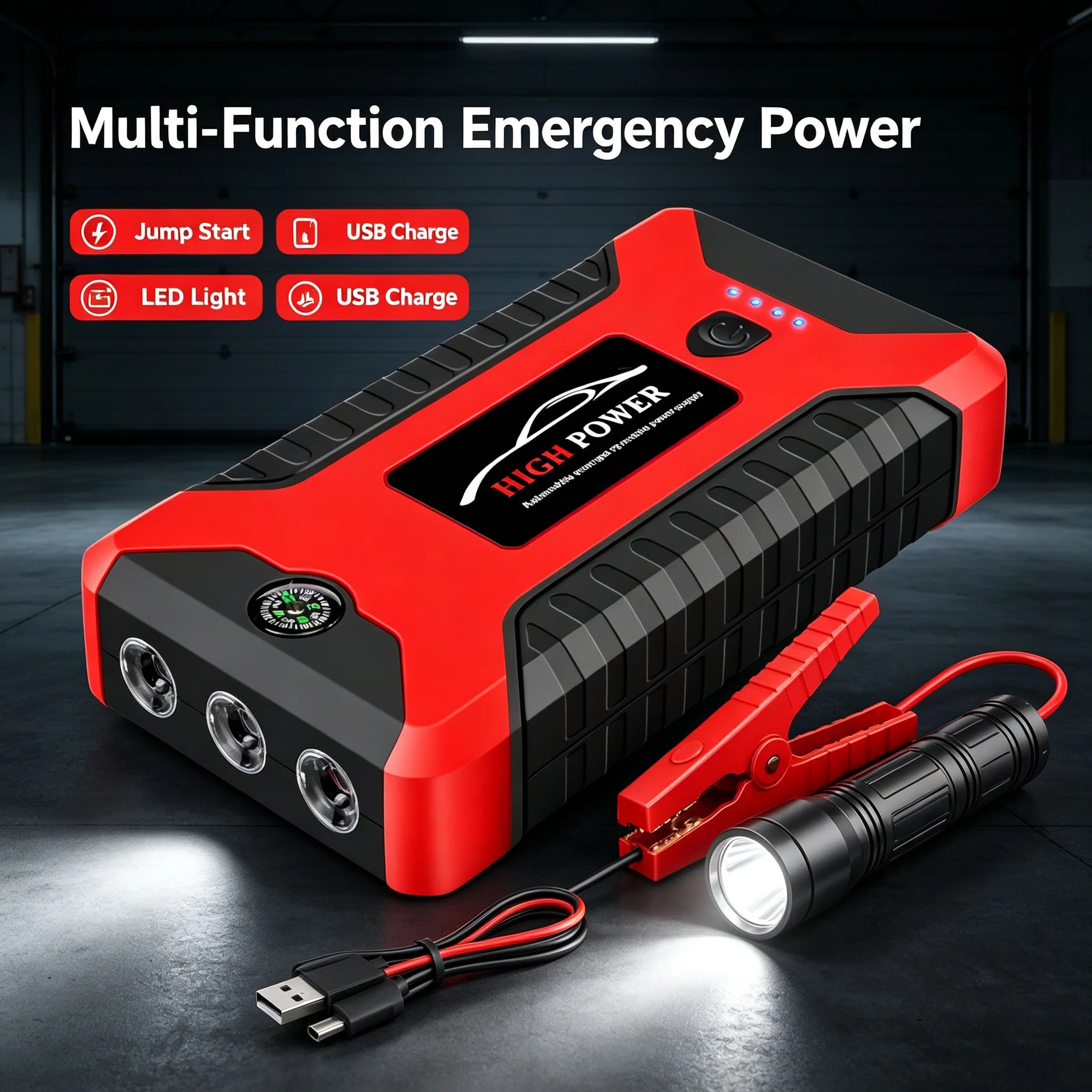 2026 Portable Car Jump Starter 12V Auto Jump Starter 99800mAh Petrol Diesel Power Bank Car Emergency Booster Start Air Pump
