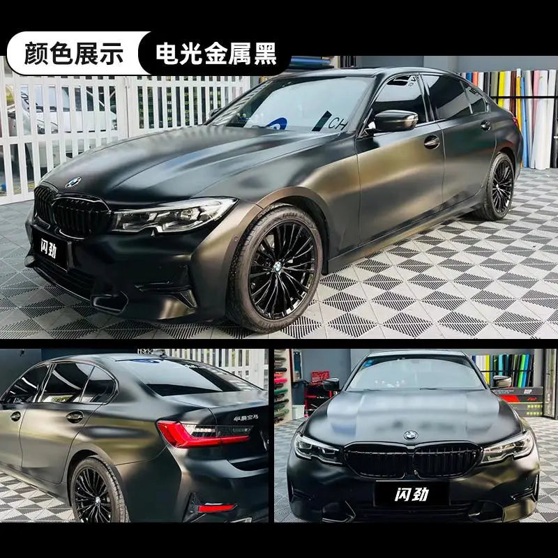 Matte Black Car Wrap Satin Vinyl Color Change Film Air Release Anti Fade Anti Scratch 1.52x18m Roll