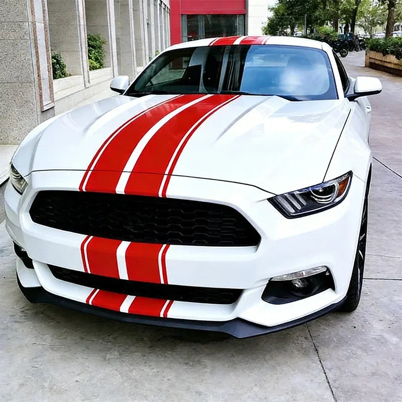 Racing Stripe Hood Decal 2Pcs Waterproof Self Adhesive Vinyl Car Sticker For Vehicle Bonnet Roof Body Exterior Decoration
