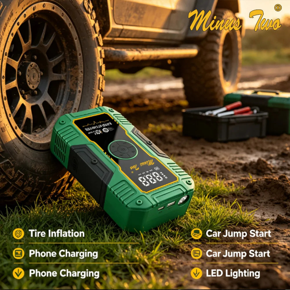 Emergency Startup Power Source - Integrated Unit for Car Air Pump and Vehicle Battery Strong Start Jumper Battery Power Tool - I