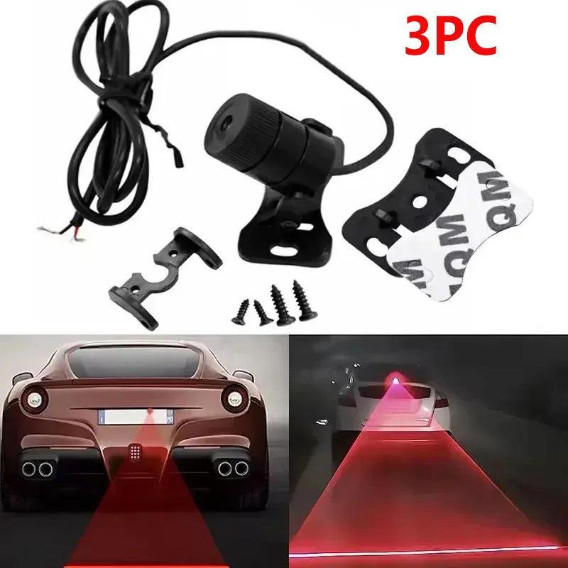 1/2/3PC Car Auto LED Laser Fog Light Vehicle Anti-Collision Taillight Brake Warning Lamp Anti-Collision Car End Rear Tail Fog