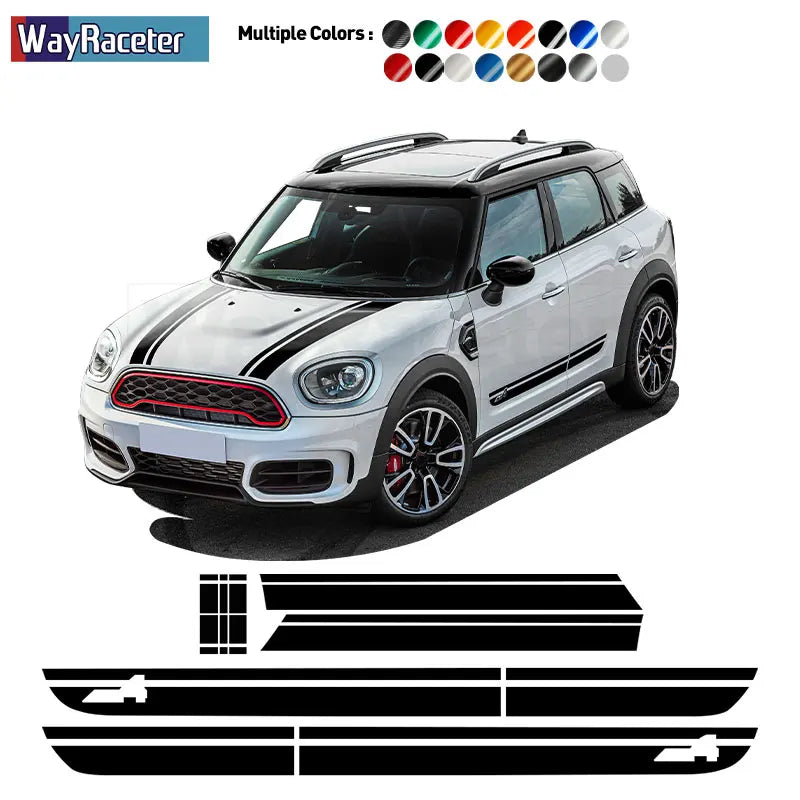 Door Side Stripes Sticker John Cooper Works Car Hood Bonnet Trunk Vinyl For MINI Countryman F60 ALL4 JCW 2017-On 2022 2023