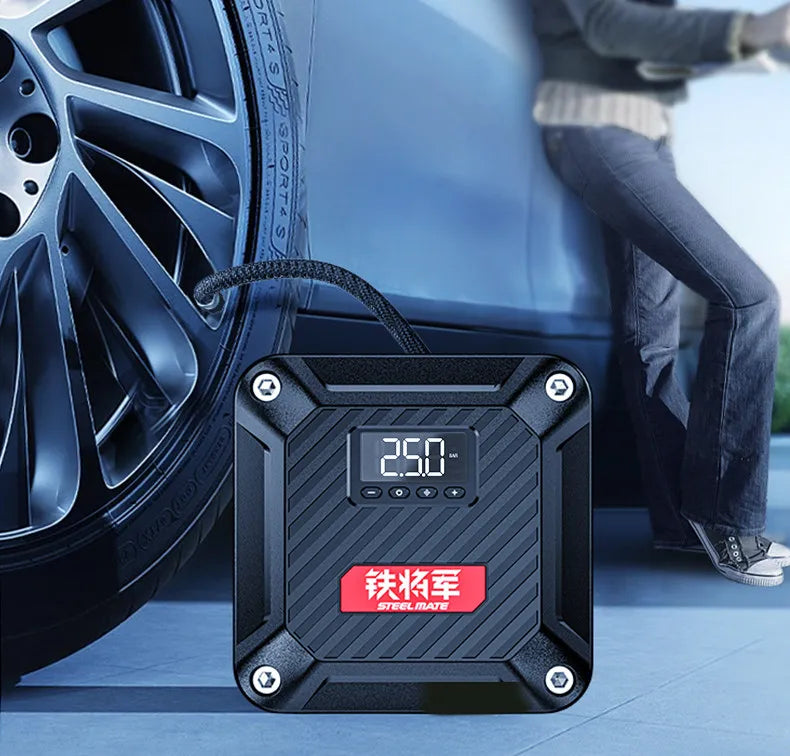 12V Car Air Pump Portable Electric Inflator for Tires Emergency Use with LED Light