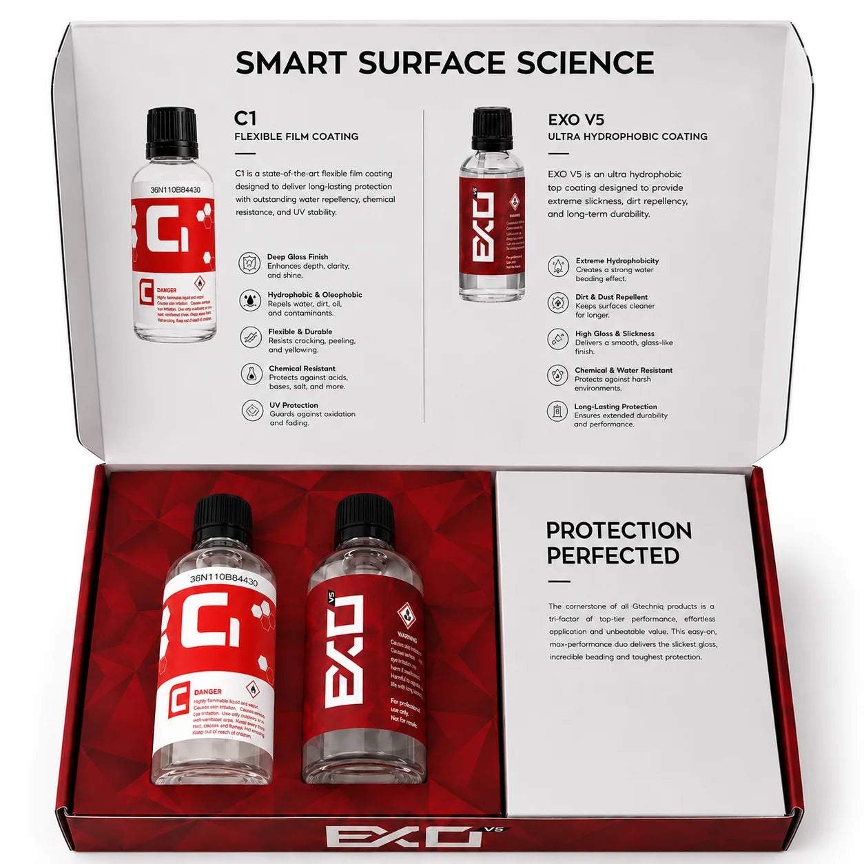 C1 + EXO V5 Ceramic Coating Kit for Cars Ultra Hydrophobic High Gloss Paint Protection Chemical Resistant Long Lasting Coating