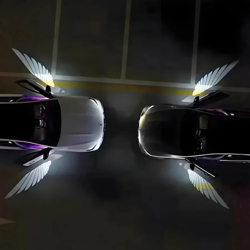 2Pcs Car Angel Wings Welcome Lamp - LED Door Light for Universal Vehicle Models