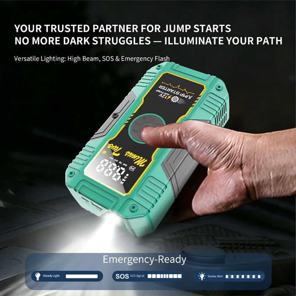 Emergency Startup Power Source - Integrated Unit for Car Air Pump and Vehicle Battery Strong Start Jumper Battery Power Tool - I