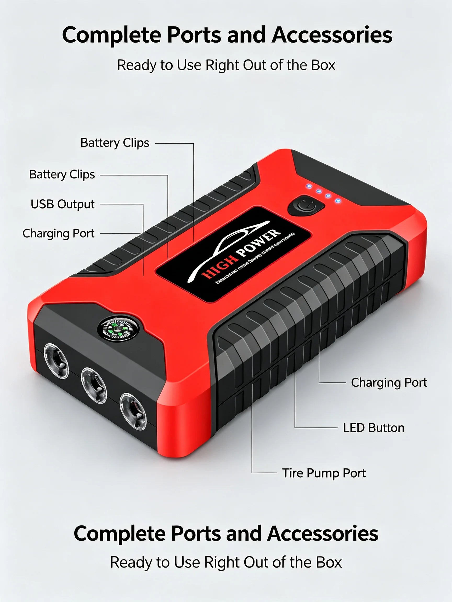 2026 Portable Car Jump Starter 12V Auto Jump Starter 99800mAh Petrol Diesel Power Bank Car Emergency Booster Start Air Pump