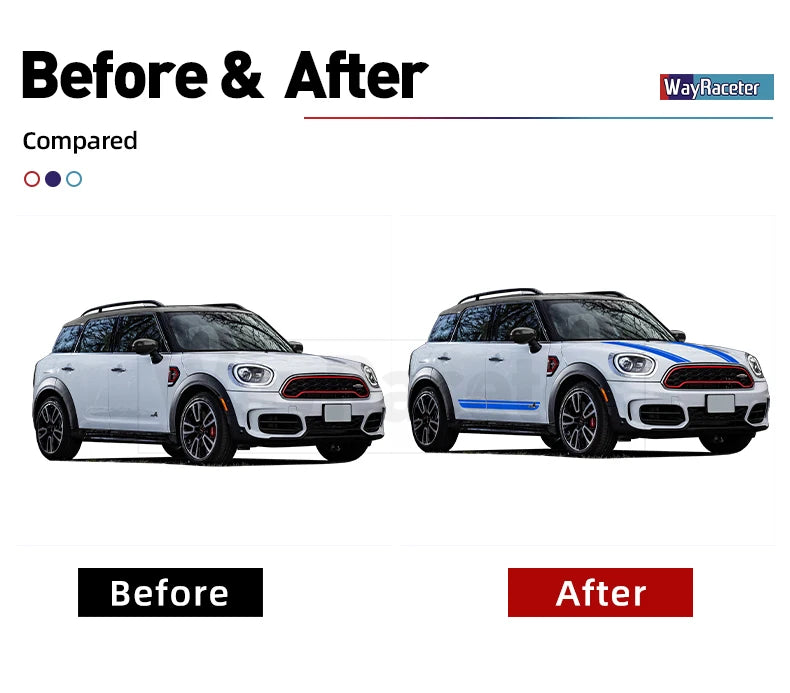 Door Side Stripes Sticker John Cooper Works Car Hood Bonnet Trunk Vinyl For MINI Countryman F60 ALL4 JCW 2017-On 2022 2023