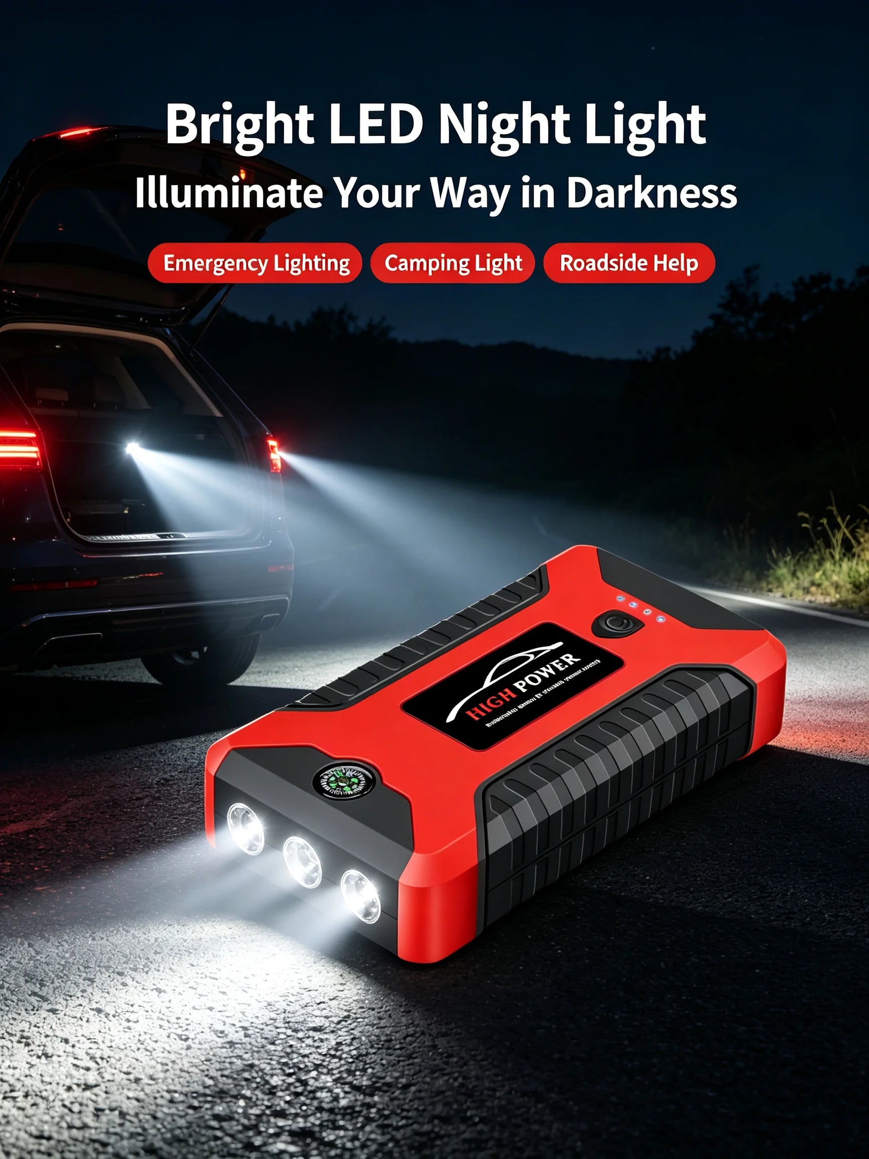 2026 Portable Car Jump Starter 12V Auto Jump Starter 99800mAh Petrol Diesel Power Bank Car Emergency Booster Start Air Pump