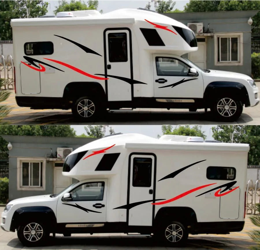 Two side RV Stripes Graphics Decals Car Stickers Vinyl Graphics for Caravan Travel Trailer Camper Van